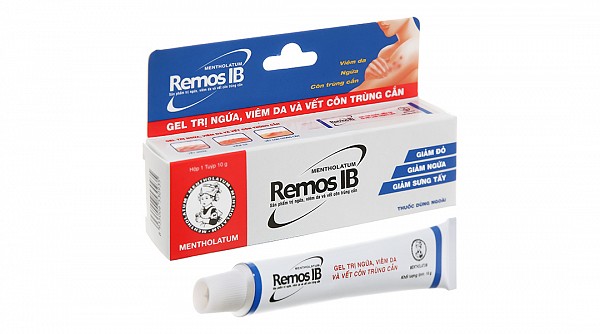 Gel Remos IB trị ngứa, vết côn trùng cắn, chàm, viêm da tuýp 10g