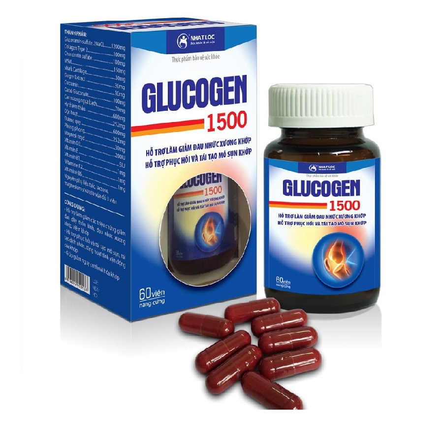 VIÊN BỔ KHỚP GLUCOGEN 1500. Hỗ trợ làm giảm các triệu chứng đau dây thần kinh, đau nhức xương khớp, viêm khớp