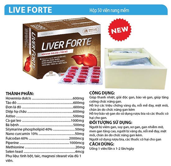 BỔ GAN LIVER FORTE. Giúp thanh nhiệt, giải độc gan, bảo vệ gan, tăng cường chức năng gan.