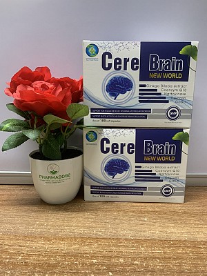 Cere Brain new world (Hộp 100 viên). Hỗ trợ hoạt huyết dưỡng não, giúp tăng lưu thông máu não, cải thiện rối loạn tiền đình, thiểu năng tuần hoàn não.