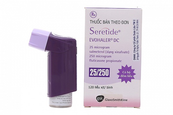 Thuốc xịt khí dung Seretide Evohaler DC 25/250mcg trị hen suyễn bình 120 liều xịt