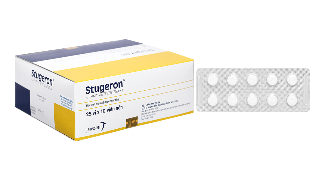 Stugeron 25mg trị rối loạn tuần hoàn não, say tàu xe