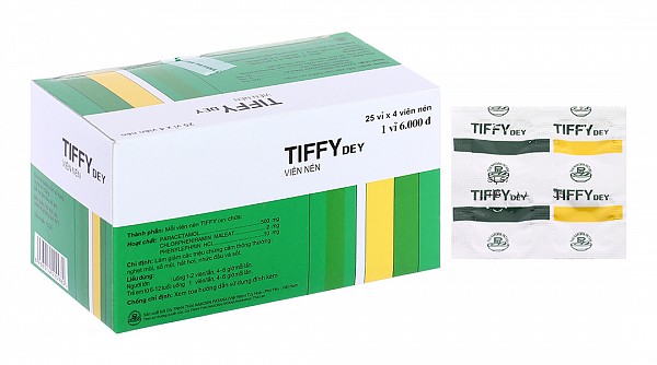 Tiffy Dey trị các triệu chứng cảm cúm, cảm lạnh (25 vỉ x 4 viên)