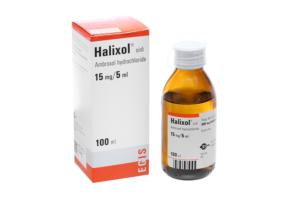 Siro Halixol 15mg/5ml trị bệnh đường hô hấp, tan đàm trong viêm mũi họng chai 100ml