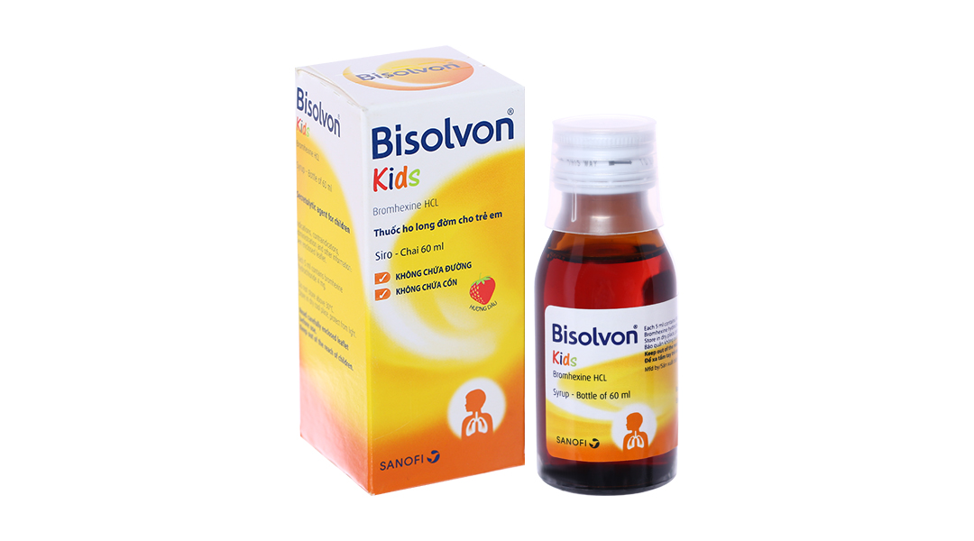 Siro Bisolvon Kids làm loãng đờm trong các bệnh phổi chai 60ml