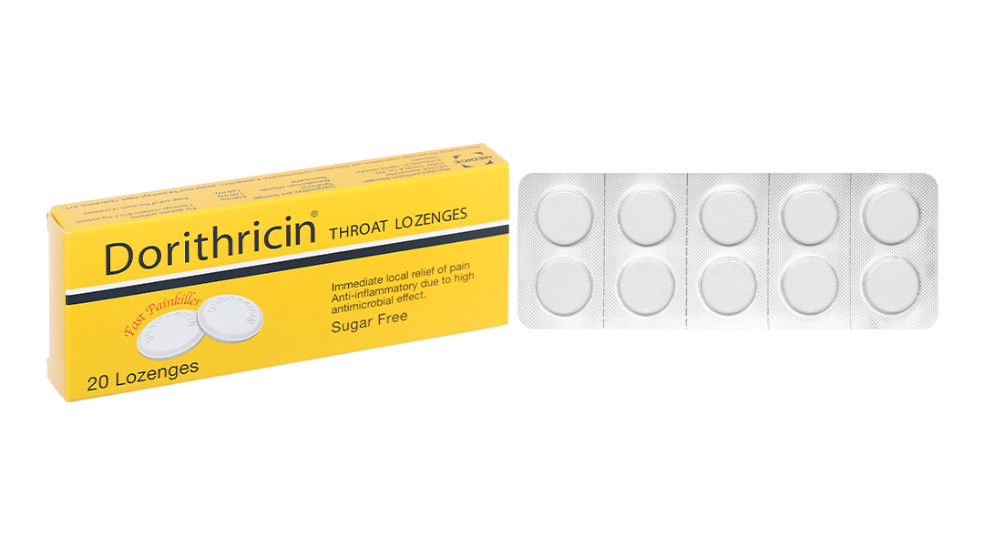 Viên ngậm Dorithricin trị viêm họng, đau họng (2 vỉ x 10 viên)