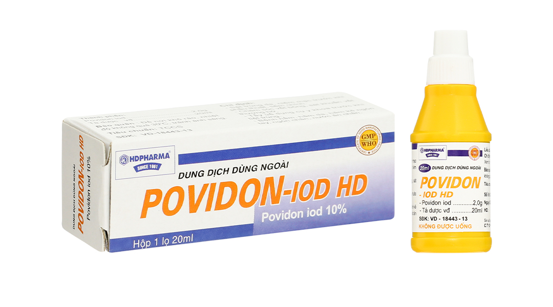 Dung dịch sát khuẩn Povidon-Iod HD 10% sát trùng ngoài da chai 20ml