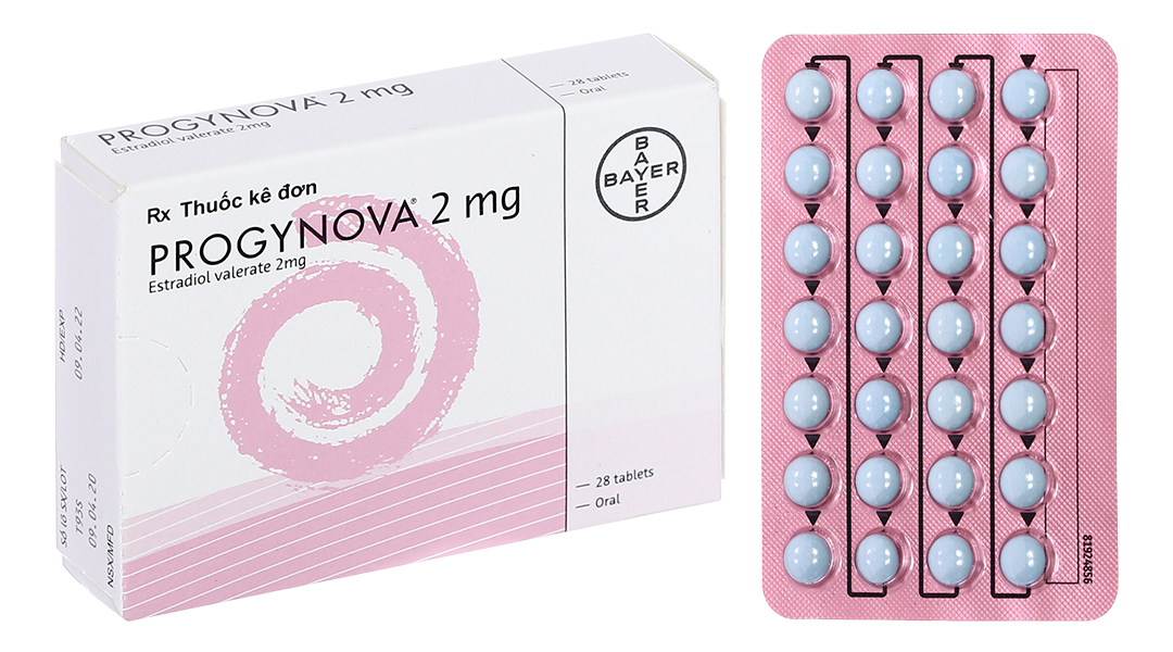 Progynova 2mg trị thiếu estrogen do mãn kinh (1 vỉ x 28 viên)