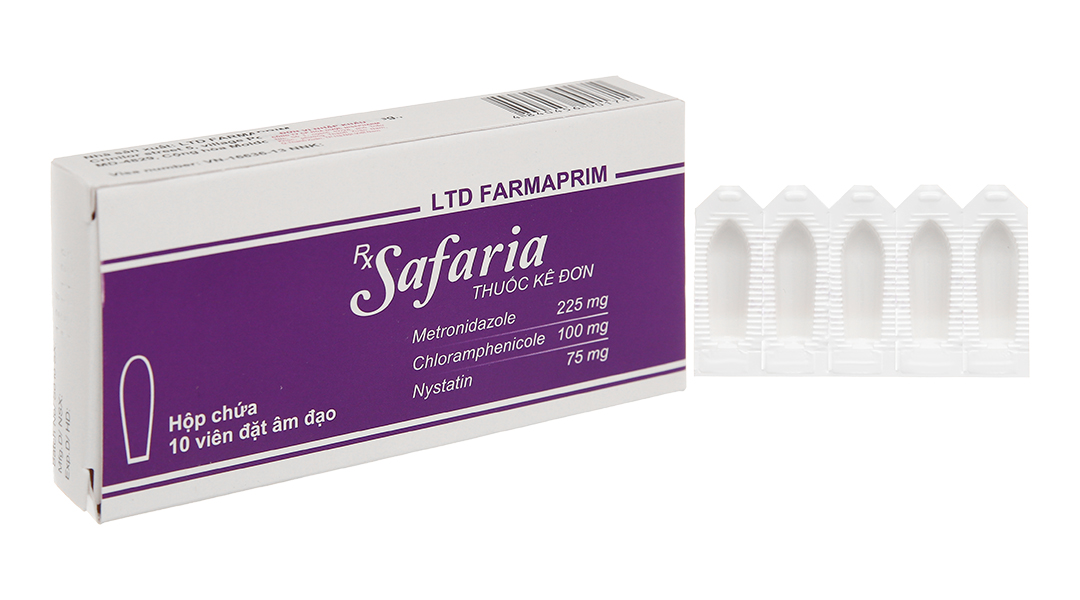 Viên đặt âm đạo Safaria trị nhiễm khuẩn, nhiễm nấm âm đạo (2 vỉ x 5 viên)