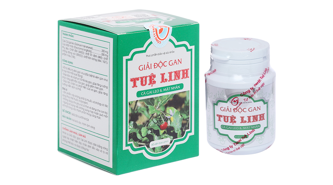 Giải Độc Gan Tuệ Linh hỗ trợ giải độc gan, hạ men gan hộp 60 viên