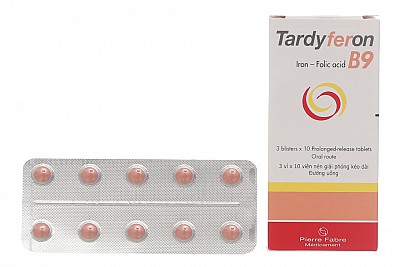 Tardyferon B9 dự phòng thiếu sắt và acid folic