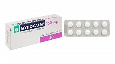 Mydocalm 150mg trị triệu chứng co cứng cơ sau đột quỵ (3 vỉ x 10 viên)