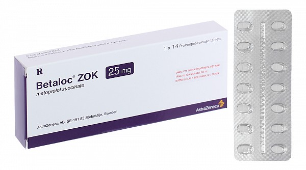 Betaloc ZOK 25mg trị tăng huyết áp, đau thắt ngực