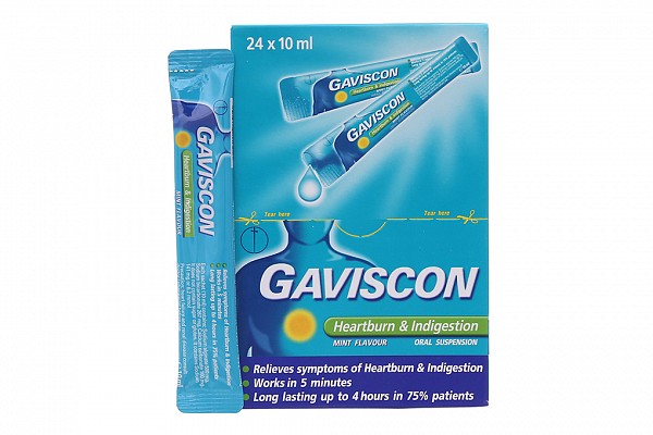Hỗn dịch uống Gaviscon trị triệu chứng trào ngược dạ dày, thực quản (24 gói x 10ml)