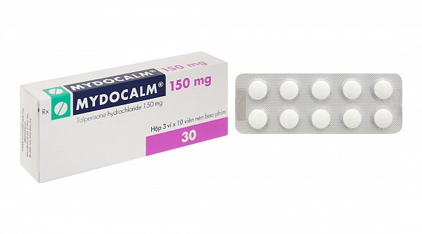 Mydocalm 150mg trị triệu chứng co cứng cơ sau đột quỵ (3 vỉ x 10 viên)