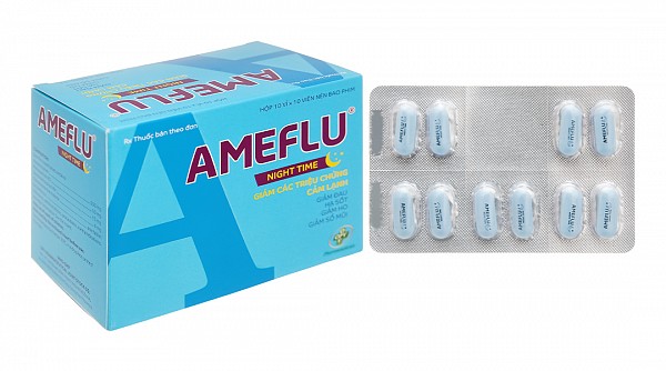 Ameflu Night Time trị cảm cúm, cảm lạnh (10 vỉ x 10 viên)