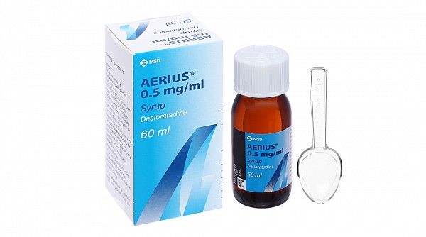 Siro Aerius 0.5mg/ml trị các triệu chứng viêm mũi dị ứng, mày đay chai 60ml