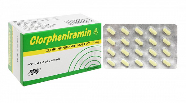 Clorpheniramin 4 trị viêm mũi dị ứng, mày đay (10 vỉ x 20 viên)