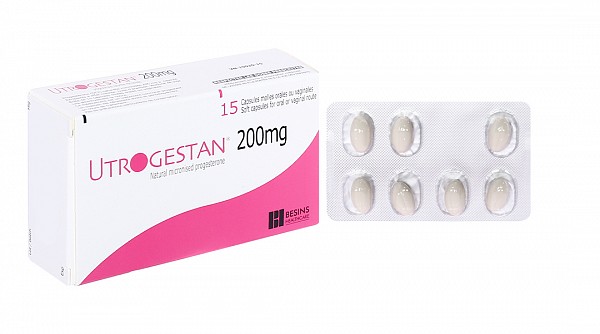 Utrogestan 200mg trị các rối loạn do thiếu progesterone hộp 15 viên