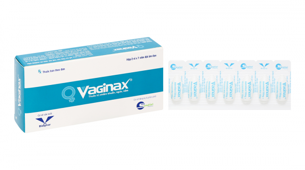 Viên đặt âm đạo Vaginax trị viêm âm đạo do nhiễm khuẩn, nhiễm nấm (2 vỉ x 7 viên)