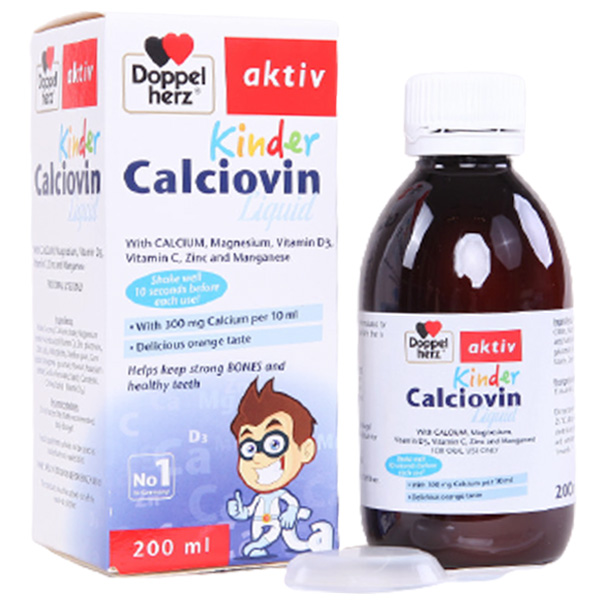 Dung dịch uống Doppelherz Kinder Calciovin Liquid bổ sung canxi cho bé chai 200ml