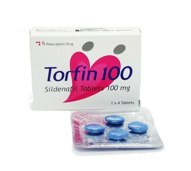 Thuốc điều trị rối loạn cương dương Torfin 100mg hộp 1 vỉ x 4 viên